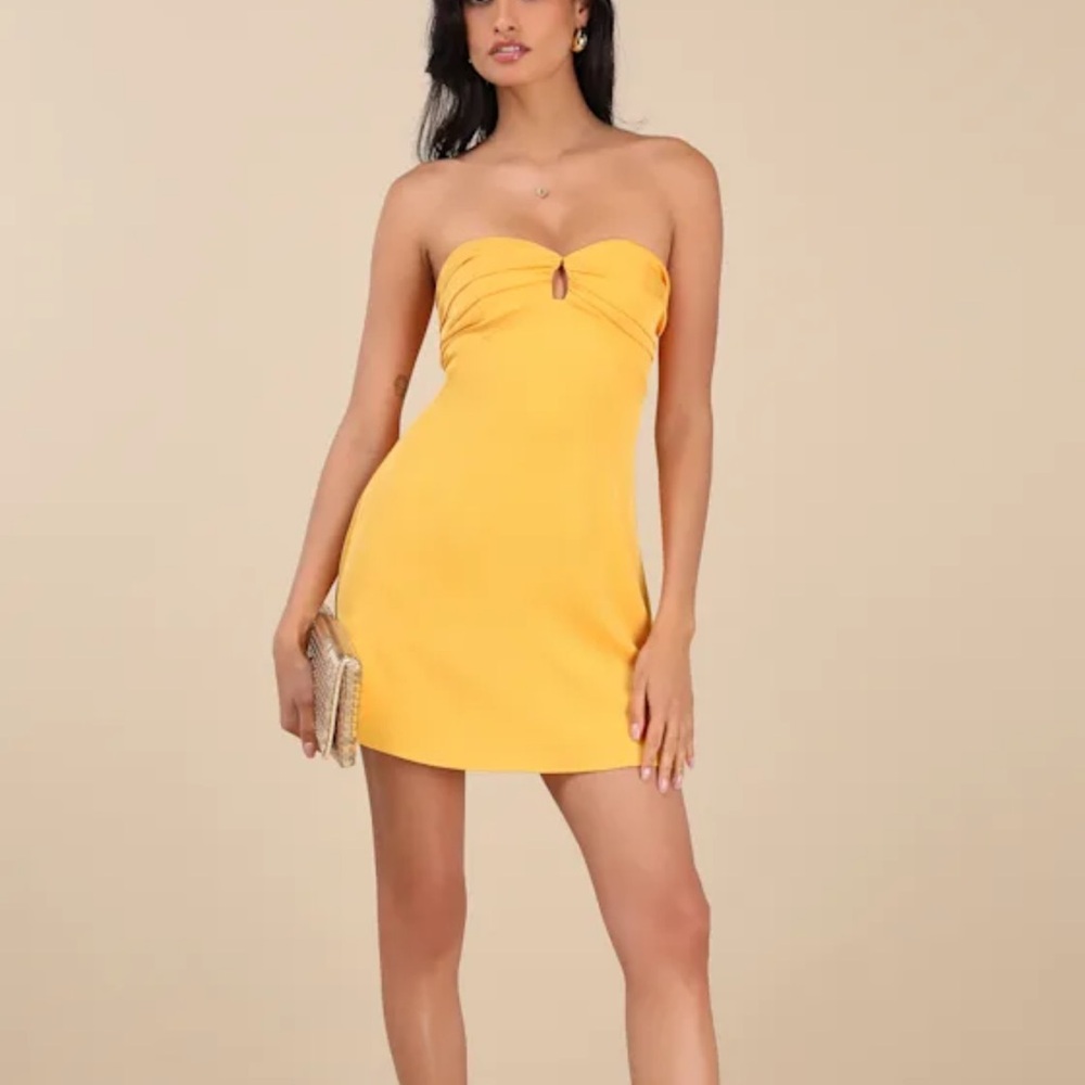Lulu's Sunny Yellow Strapless Mini Dress